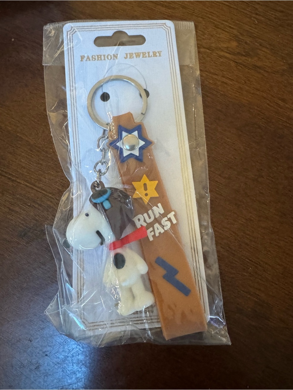 Cute Snoopy Dog Keychain with Brown Strap